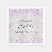 Bruiloftsshowers zilveren lavendel glitters servet (Voorkant)