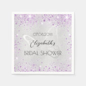 Bruiloftsshowers zilveren lavendel vlinder servet (Voorkant)