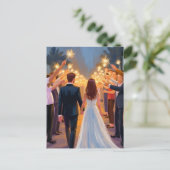 Bruiloftsspaar | Getekende Huwelijksviering Briefkaart (Staand voorkant)