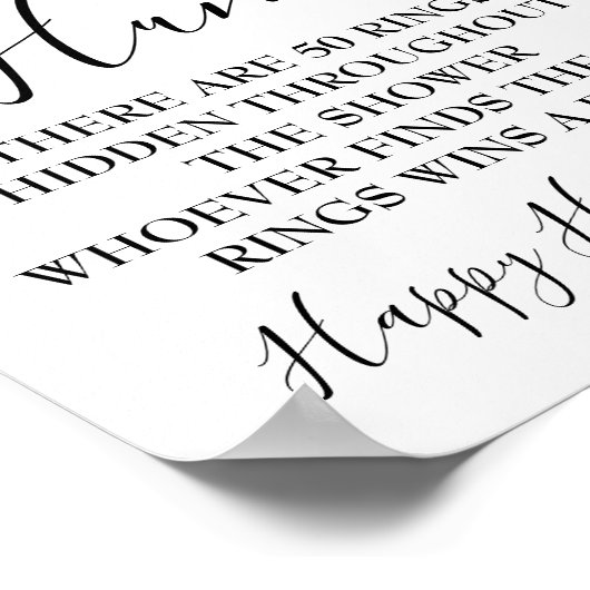 Bruiloftsspel bordje Ring Hunt citroenen Bruidsmei Poster (Hoek)