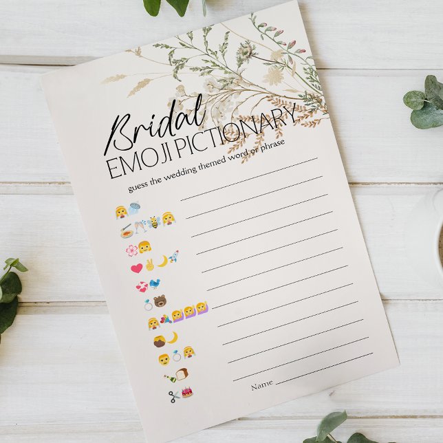 Bruiloftsspel Emoji Pictionary Vintage Bloemen (Creator heeft geüpload)
