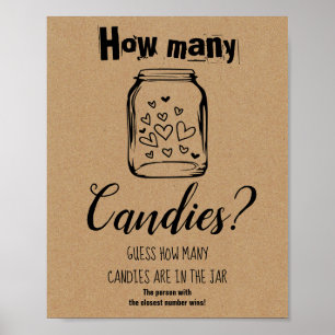 Bruiloftsspel Hoeveel Candys Bord Poster