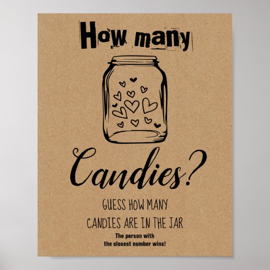 Bruiloftsspel Hoeveel Candys Bord Poster (Voorkant)