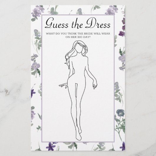 Bruiloftsspel Lavendel Bloemig Raad de Trouwjurk Flyer (Voorkant)