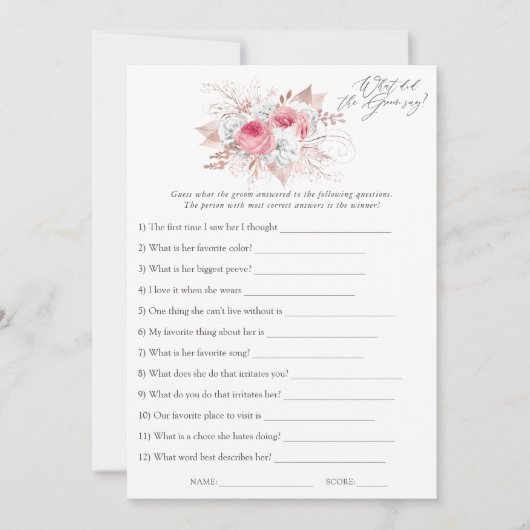 Bruiloftsspel met bloemmotief en kant kaart (Voorkant)