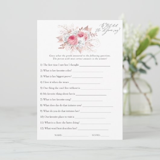 Bruiloftsspel met bloemmotief en kant kaart (Staand voorkant)