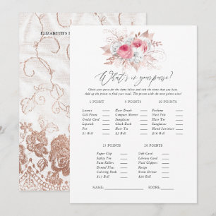 Bruiloftsspel met bloemmotief en kant kaart