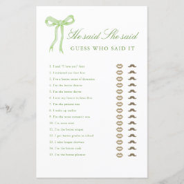 Bruiloftsspel met groene strik Hij zei Zij zei