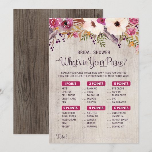 Bruiloftsspel met landelijke uitstraling Wat zit e Kaart (Voorkant / Achterkant)