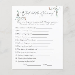 Bruiloftsspel met rustieke groene winter decoratie