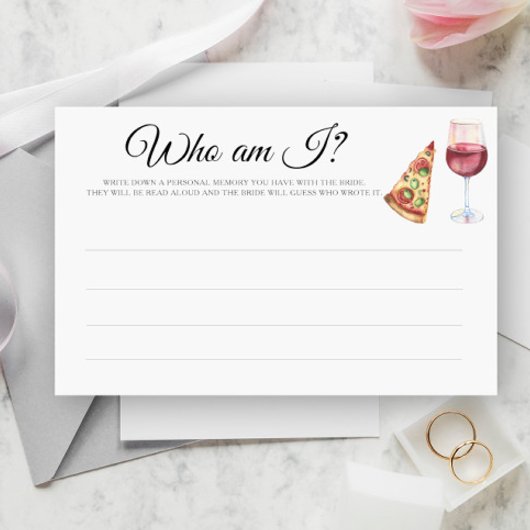 Bruiloftsspel met wijn & pizza Wie ben ik spel Briefpapier