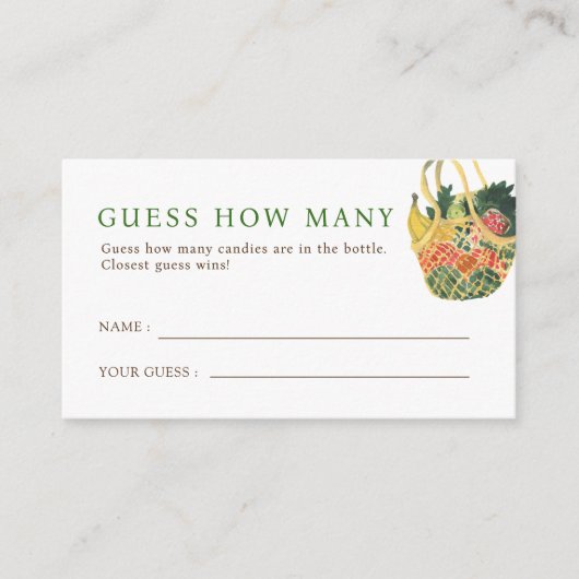 Bruiloftsspel: Raad hoeveel op de Boerenmarkt Informatiekaartje (Voorkant)