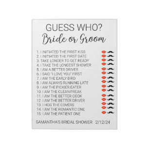 Bruiloftsspel Raad Wie Notitieblok