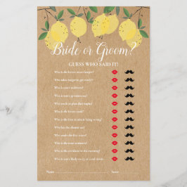 Bruiloftsspel Rustieke Main Squeeze Raad Wie