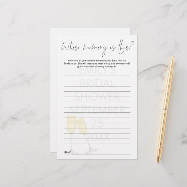 Bruiloftsspel Wiens Geheugen is dit Wijn Glas (Voorkant / Achterkant in situ)