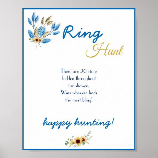 Bruiloftsspelbord voor ringzoeken poster (Voorkant)