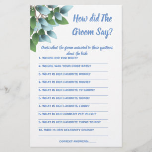 Bruiloftsspelkaart Wat zei de Bruidegom Flyer