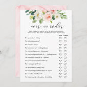 Bruiloftsspelkaarten met bloemmotief Over en Onder Kaart (Voorkant / Achterkant)