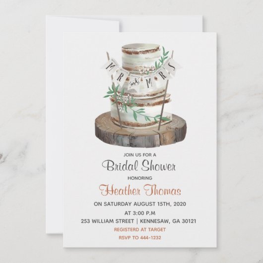 Bruiloftstaart Bruidsfeest Kaart (Voorkant)