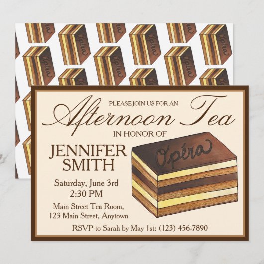 Bruiloftstaart Bruiloftsfeest Theepartij Kaart (Voorkant / Achterkant)