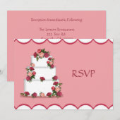 Bruiloftstaart Bruiloftsreceptie RSVP Kaart (Voorkant / Achterkant)