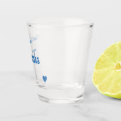 Bruiloftsteam Bruidegom Bright Blue Heart Shot Glas (Rechts)