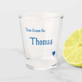 Bruiloftsteam Bruidegom Bright Blue Heart Shot Glas