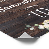 Bruiloftstelling bord met houten landelijke stijl poster (Hoek)