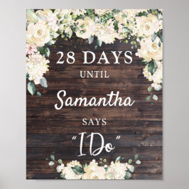 Bruiloftstelling bord met houten landelijke stijl  poster
