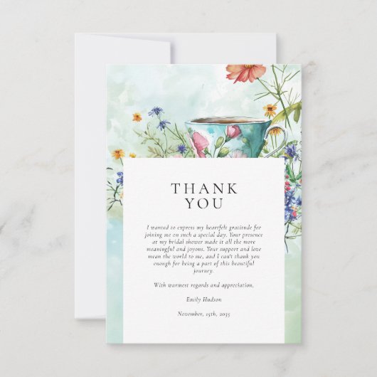 Bruiloftsthee Bruidsfeest Bedankkaart (Voorkant)