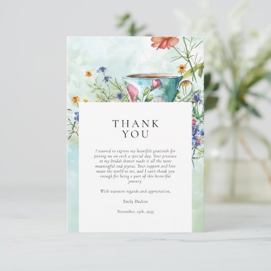 Bruiloftsthee Bruidsfeest Bedankkaart (Staand voorkant)