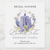 Bruiloftsthee Paarse Theepot Bruiloft Wijn Etiket (Enkel label)