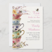 Bruiloftsthee Party Roze Bloemige Waterverf Kaart (Voorkant)