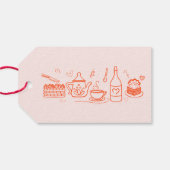 BruiloftsThee Thema Whimsical Doodle Cadeaulabel (Achterkant Horizontaal)