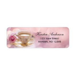 Bruiloftstheeceremonie op Roze | Retouradreslabel Etiket