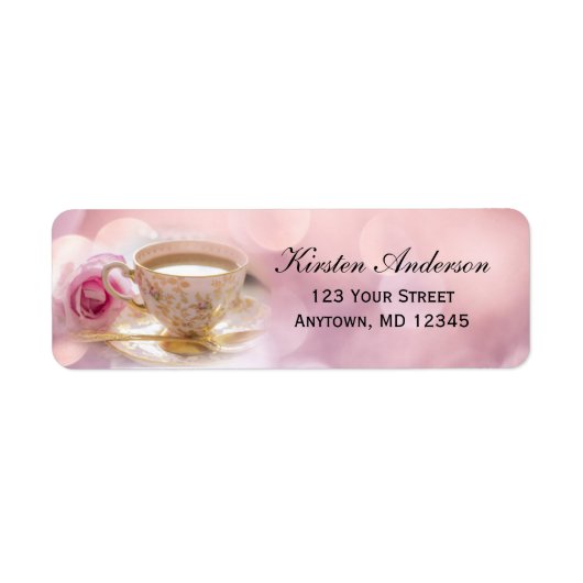 Bruiloftstheeceremonie op Roze | Retouradreslabel Etiket (Voorkant)