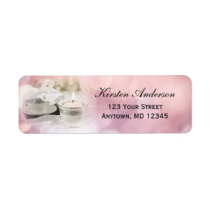 Bruiloftstheeceremonie-thee   Roze Bokeh adreslabe Etiket