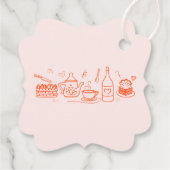 Bruiloftstheedrink met grillige Doodles Bedankjes Labels (Achterkant)