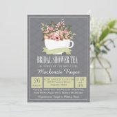 Bruiloftstheetuin Uitnodiging, Saliegroen & Roze Kaart (Staand voorkant)