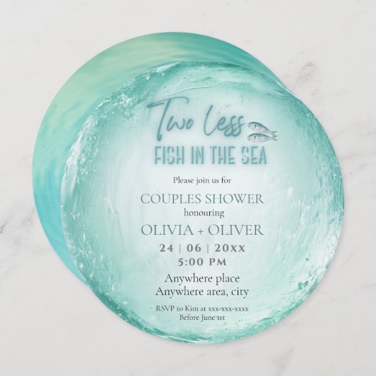 Bruiloftsthema voor koppels aan het strand kaart (Voorkant / Achterkant)