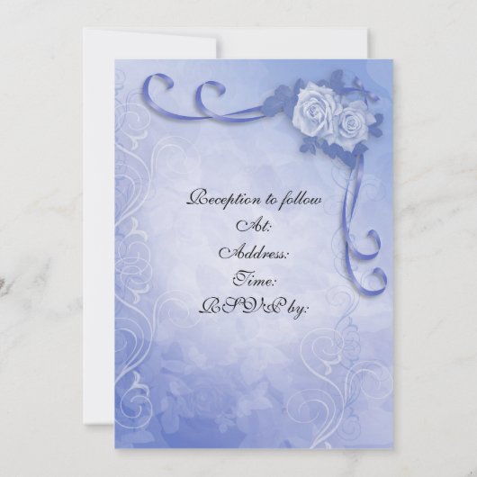 Bruiloftsuitnodiging Blauwe rozen elegant Kaart (Achterkant)