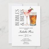 Bruiloftsuitnodiging Bubbles and Brews Kaart (Voorkant)
