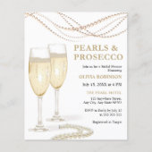 Bruiloftsuitnodiging Budget Parels & Prosecco Flyer (Voorkant)