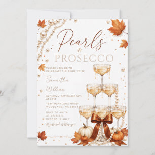 Bruiloftsuitnodiging 'Fall Pearls & Prosecco' Kaart