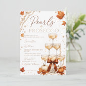 Bruiloftsuitnodiging 'Fall Pearls & Prosecco' Kaart (Staand voorkant)