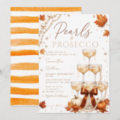 Bruiloftsuitnodiging 'Fall Pearls & Prosecco' Kaart (Voorkant / Achterkant)