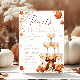 Bruiloftsuitnodiging 'Fall Pearls & Prosecco' Kaart