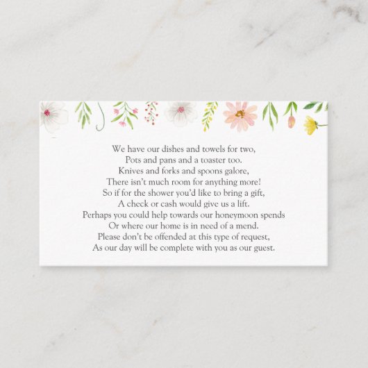 Bruiloftsuitnodiging Geld Verzoek Bijlagekaart Informatiekaartje (Voorkant)