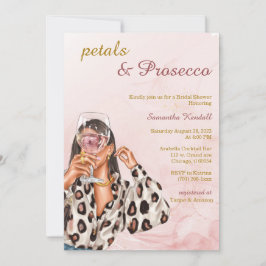 Bruiloftsuitnodiging met Bloemen en Prosecco Kaart