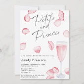 Bruiloftsuitnodiging met Bloemen & Prosecco Kaart (Voorkant)